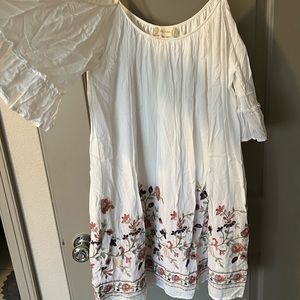 White Embroidered off the Shoulder Dress, size L, Altar’d State